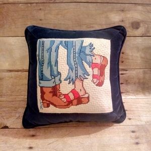 Vintage Velvet 70s Hippie Boho Theme Pillow